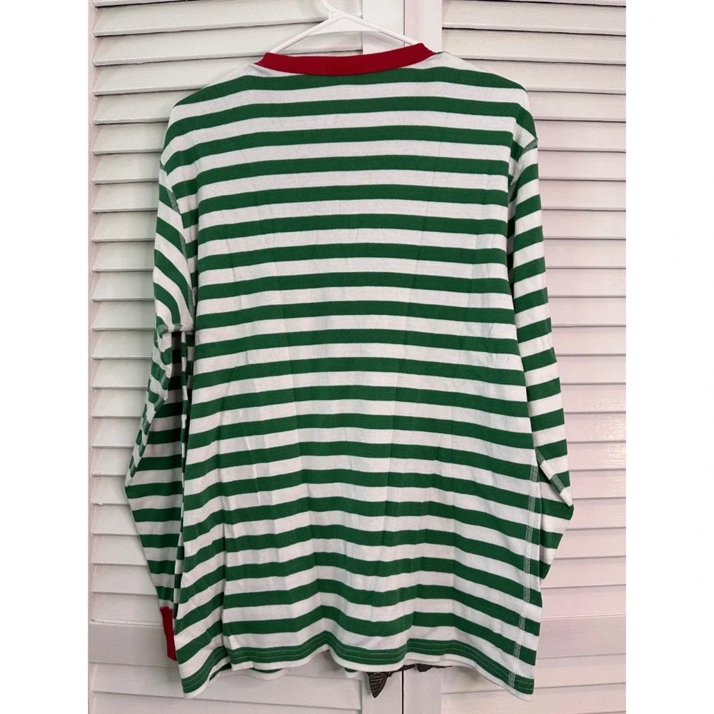 Hanna Andersson Adult Size L Green & White Striped Organic Cotton Pajama Set